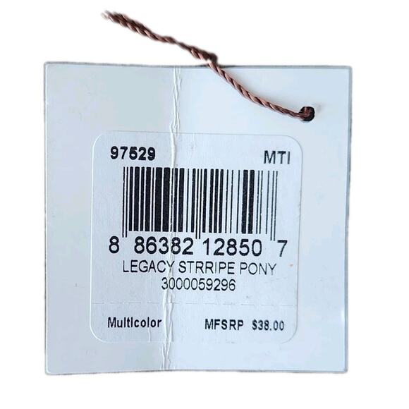 NWT Coach Signature Multi Legacy Striped Pony 100% Scarf Bag Tie Ponytail - Picture 4 of 7